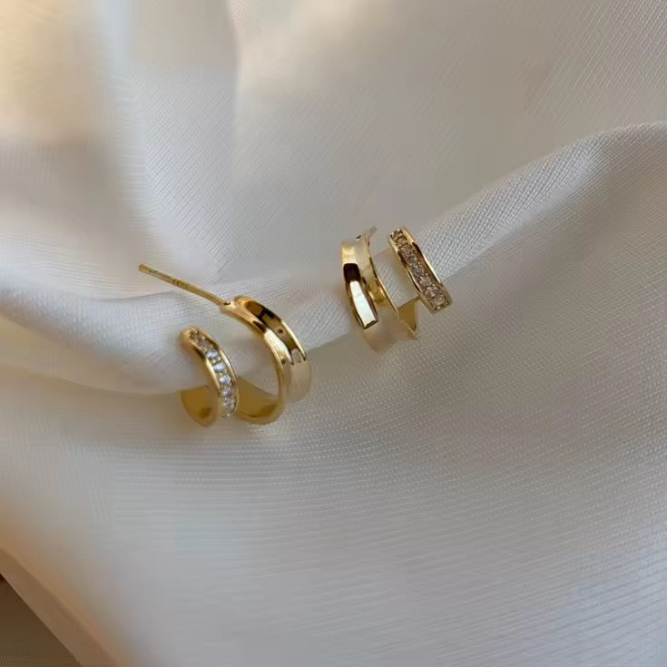 Elegant Double Hoop Øredobber i 925 Sølv med Zirkonia