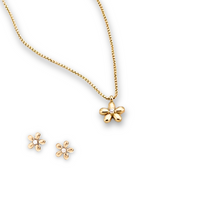 Blomst – Smykkesett 18K gull med zirkonia