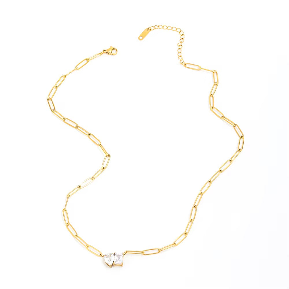 Duo Shine – Halskjede i 18K Gull med Zirkonia