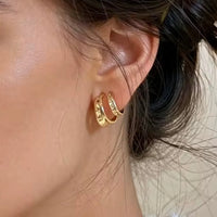 Elegant Double Hoop Øredobber i 925 Sølv med Zirkonia