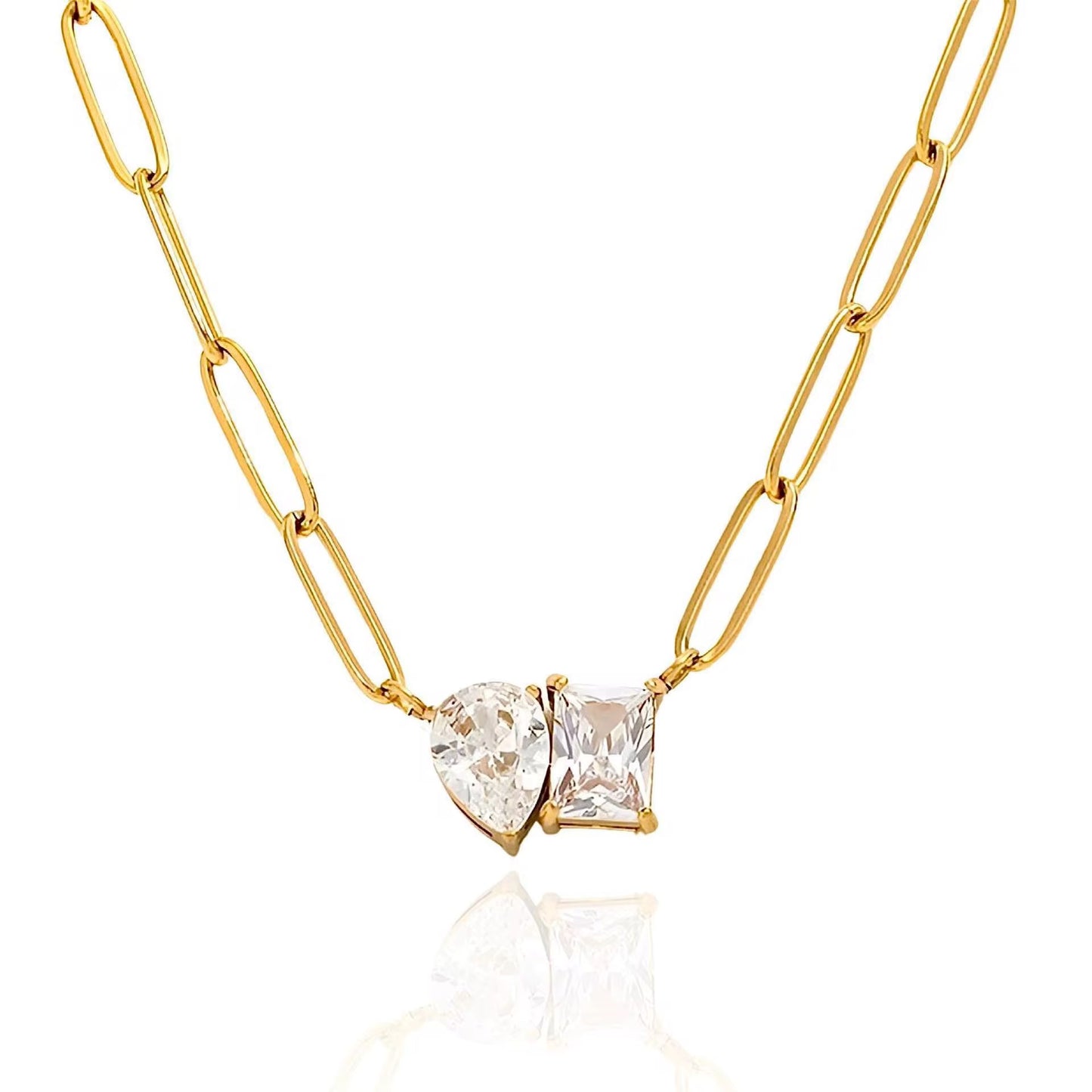 Duo Shine – Halskjede i 18K Gull med Zirkonia