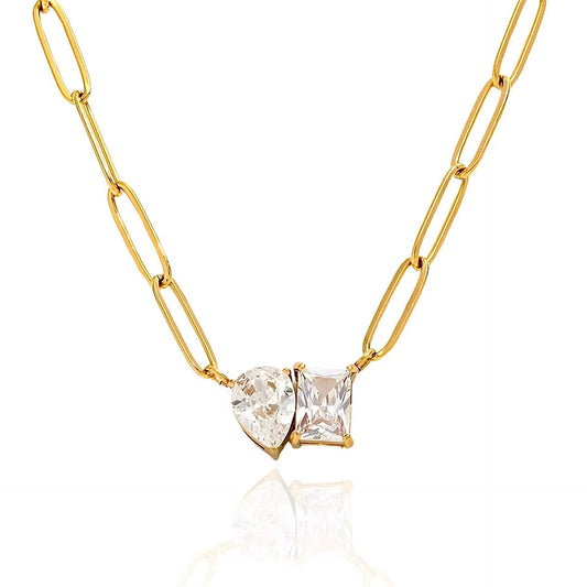 Duo Shine – Halskjede i 18K Gull med Zirkonia