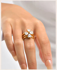 Trio Blomst ring 18K gull
