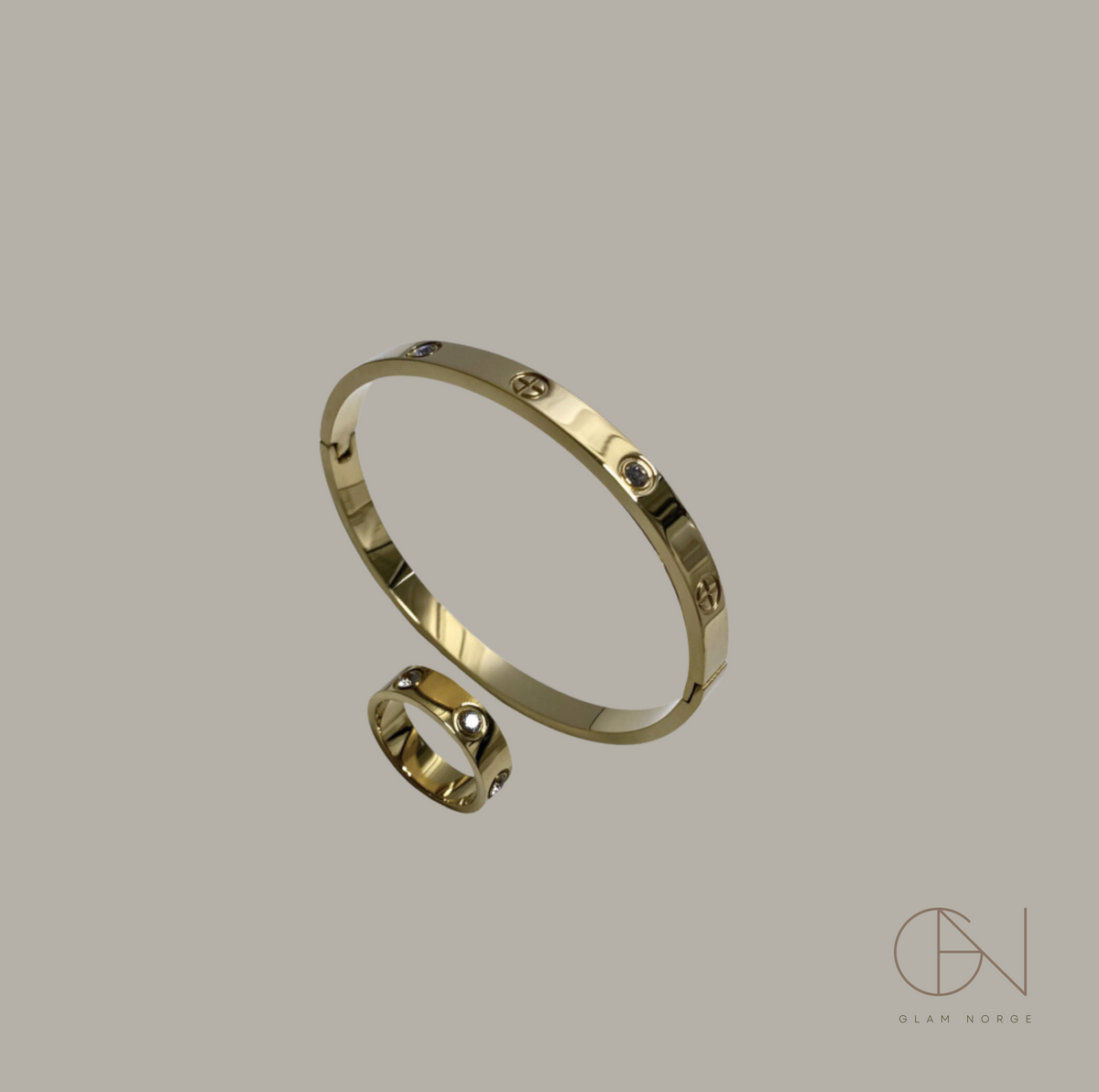 Armbånd ring gull zirkonia