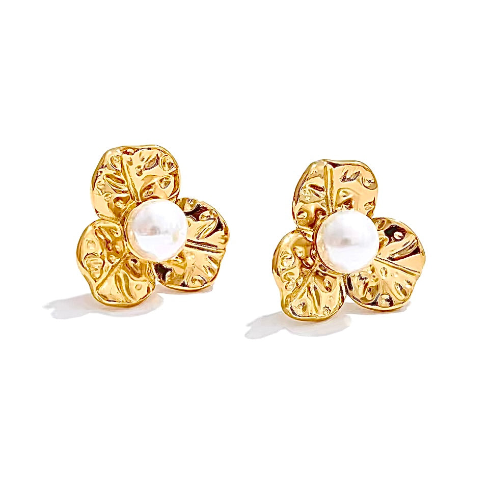 Blomst øredobber gull, elegante blomsterøredobber dame