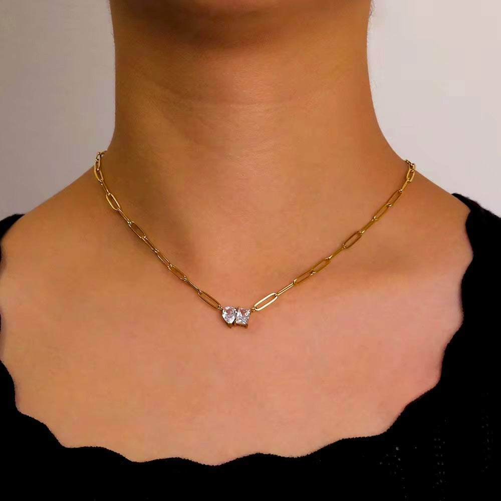 Duo Shine – Halskjede i 18K Gull med Zirkonia