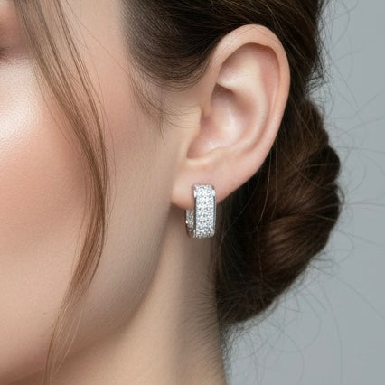 Pavé-øredobber i rustfritt stål | Elegante Hoops