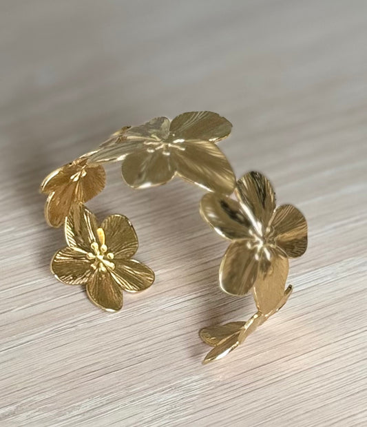 Statement flower armbånd 18K gull