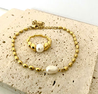 Luna pearl ring 18K gull