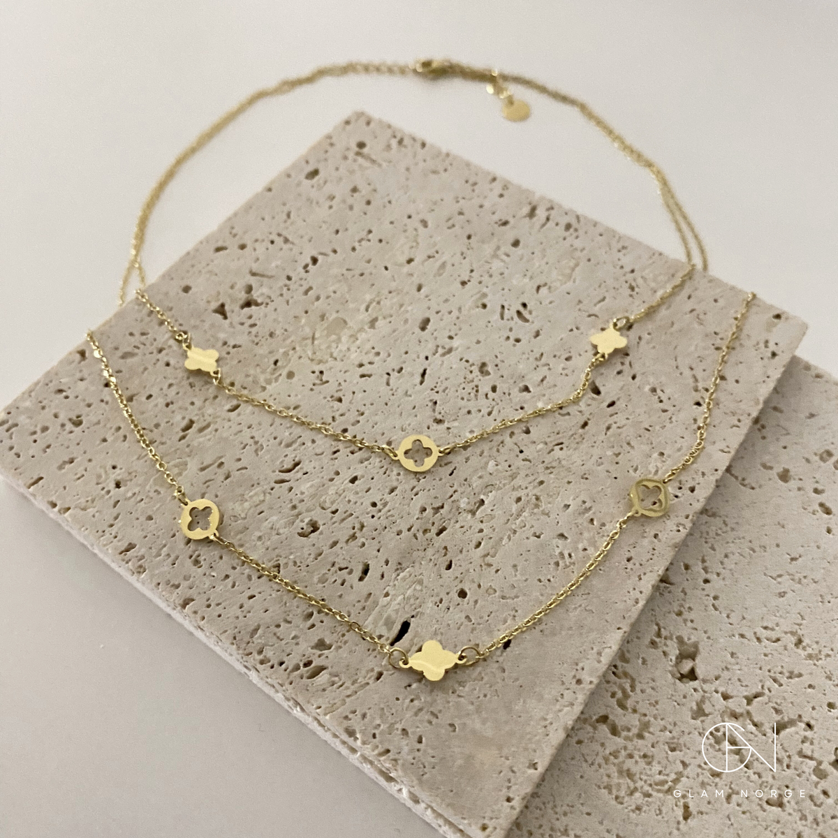 Kløver smykke 14K gull