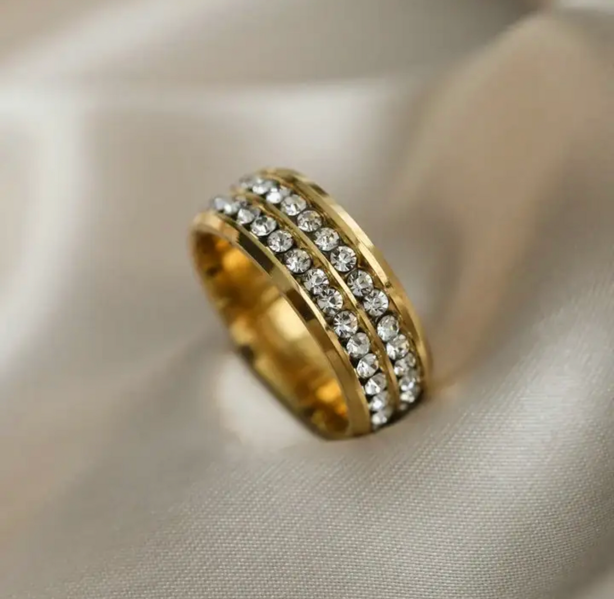 ring damering rustfritt stål zirkonia