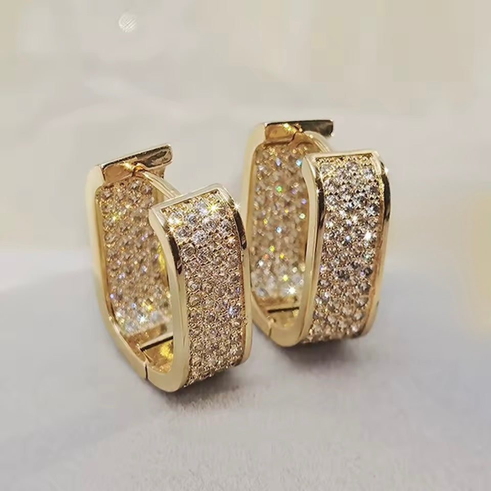 Pavé øredobber rustfritt stål, elegante chunky hoops dame