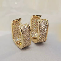 Pavé øredobber rustfritt stål, elegante chunky hoops dame