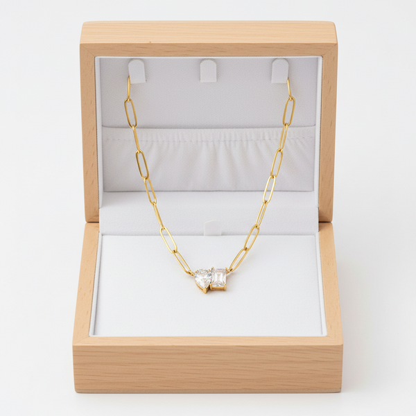 Duo Shine – Halskjede i 18K Gull med Zirkonia